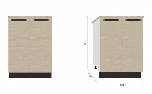 Кухня Модена Н60 Дуб молочный со столешней